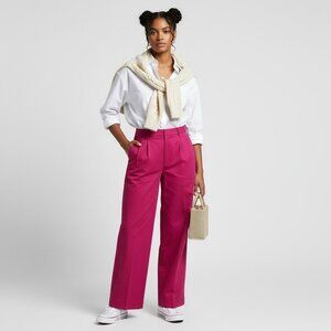 Banana Republic Factory Pink Linen Blend Wide Leg Pleated Trouser Pants NWT 6